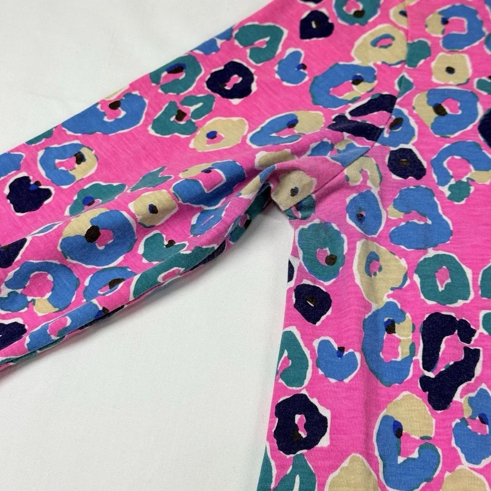 Lilly Pulitzer Corine Dress‎ Small Paws Off Pink Leopard Print Small 3/4 Sleeve